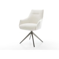 Drehstuhl Alja-Flex mit Armlehnen Bouclé Soft Beige Kreuzgestell breit Graphit 360 drehbar Wippfunktion Taschenfederkern