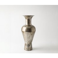 Vase Medora B25 x T25 x H60 cm Metall Platin Aurum Handgemacht