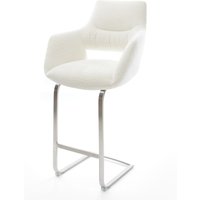Barstuhl Yago-Flex Bouclé Soft Beige Freischwinger Flach Edelstahl Silberfarben Taschenfederkern