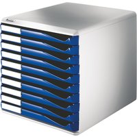 LEITZ Schubladenbox Formular-Set, 10 Schübe, lichtgrau/blau – Bild 2