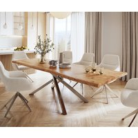 DELIFE Esstisch Edge Akazie Edelstahl