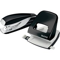 LEITZ Heftgerät- & Locher-Set Nexxt WOW, schwarz-metallic