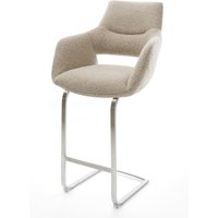 Barstuhl Yago-Flex Bouclé Schlamm Freischwinger Flach Edelstahl Silberfarben Taschenfederkern