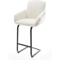 Barstuhl Luan-Flex Bouclé Soft Beige Freischwinger Flach Metall Schwarz