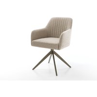 Drehstuhl Greg-Flex Bouclé Schlamm Kreuzgestell breit Effektfinish Titan 360 drehbar Wippfunktion Taschenfederkern – Bild 2