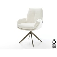 Drehstuhl Clea-Flex Bouclé Soft Beige Kreuzgestell breit Effektfinish Titan 360 drehbar Wippfunktion