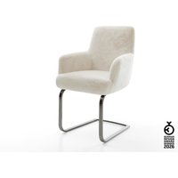Freischwinger Heira-Flex mit Armlehnen Plüsch Creme-Weiß Freischwinger flach Graphit Taschenfederkern