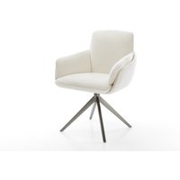 Drehstuhl Luan-Flex mit Armlehnen Bouclé Soft Beige Kreuzgestell breit Graphit 360 drehbar Wippfunktion
