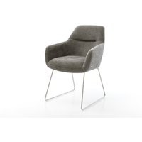 Esszimmerstuhl Pejo-Flex Bouclé Soft Schlamm Kufengestell Edelstahl Taschenfederkern
