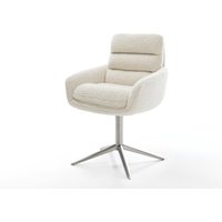 Drehstuhl Abelia-Flex mit Armlehnen Teddystoff Beige Fußkreuz Edelstahl 360 drehbar Wippfunktion