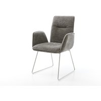 Esszimmerstuhl Vinja-Flex Bouclé Soft Schlamm Kufengestell Edelstahl