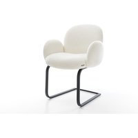 Freischwinger Nube-Flex mit Armlehnen Bouclé Soft Beige Freischwinger flach Schwarz Taschenfederkern