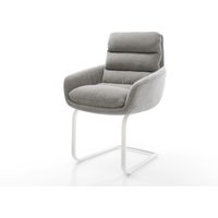 Freischwinger Abelia-Flex mit Armlehnen Strukturstoff Soft Grau Freischwinger flach Weiß
