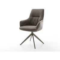 Drehstuhl Zelia-Flex mit Armlehnen Strukturstoff Soft Taupe Kreuzgestell breit Effektfinish Titan 360 drehbar Wippfunktion Taschenfederkern