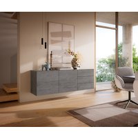 Sideboard Cuor 180 cm Keramik Beton Grau 2 Türen 3 Schubfächer Schwebend