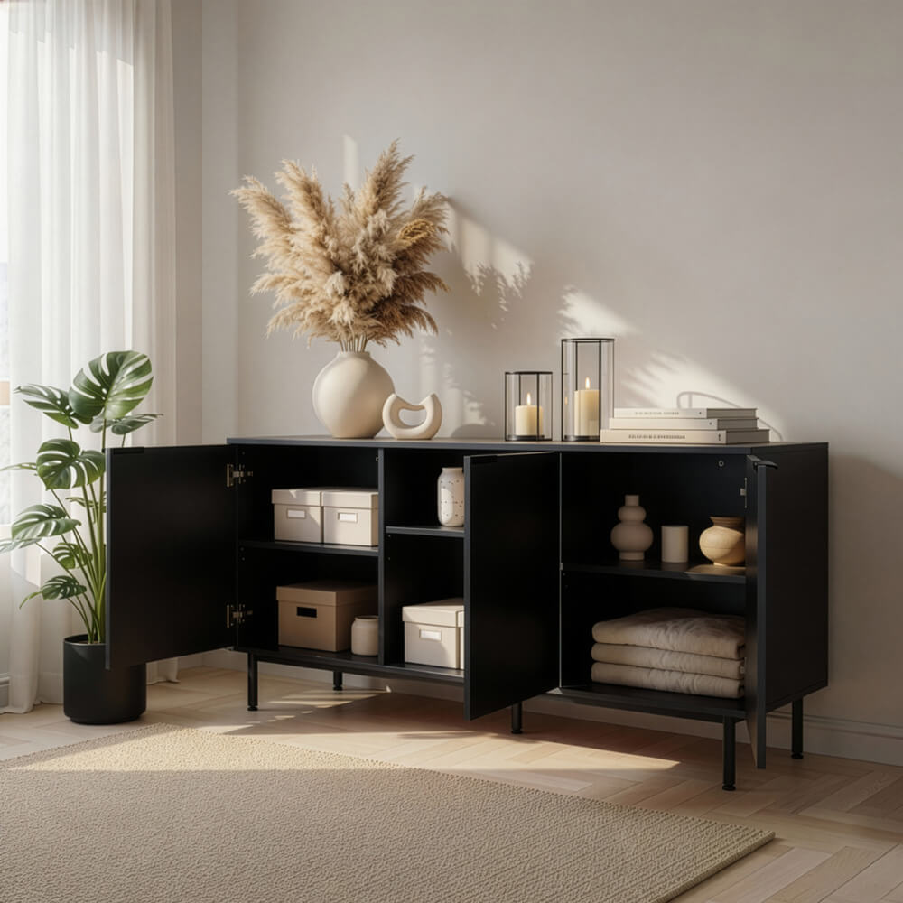 Sideboard NYLA Schwarz - 154 x 73 cm – Bild 4