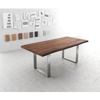 DELIFE Edge Esstisch Akazie Edelstahl