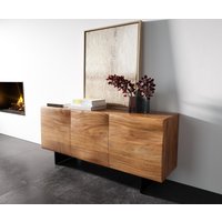 Sideboard New Live-Edge 145 cm Akazie Natur 3 Türen Fuß Schwebeoptik Metall Schwarz – Bild 2