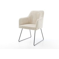 Esszimmerstuhl Greg-Flex Cord Beige Kufengestell Schwarz Taschenfederkern