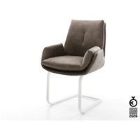 Freischwinger Clea-Flex Mikrofaser Taupe Vintage Freischwinger flach Weiß