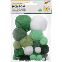 folia Pompons, 30 Stück, TON IN TON MIX Grün – Bild 2