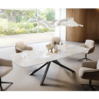 Esstisch Edge Boot 270x120 cm Keramik Iris FMG Onice Grigio Kreuzgestell Rechteck Schwarz
