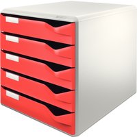 LEITZ Schubladenbox Post-Set, 5 Schübe, lichtgrau/rot – Bild 2