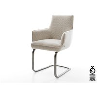 Freischwinger Heira-Flex mit Armlehnen Webstoff Soft Beige Freischwinger flach Graphit Taschenfederkern