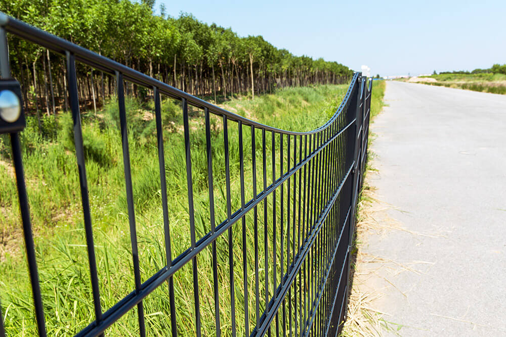 Doppelstabmattenzaun Schmuckzaun Tal inkl. Eckpfosten Anthrazit/Grün MORATA - 200 cm x 36m 4x Eckpfosten – Bild 4