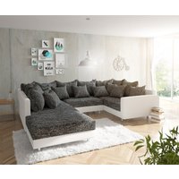 DELIFE Clovis Ecksofa Schwarz Weiß