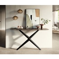 Konsolentisch Edge Boot 140x40 cm Keramik Emperador Extra Lucidato Dunkelbraun Estelo Metall Schwarz