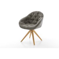 Drehstuhl Gaio-Flex Bouclé Soft Schlamm Holzgestell kantig Natur 360 drehbar – Bild 2