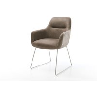 Esszimmerstuhl Pejo-Flex Mikrofaser Taupe Vintage Kufengestell Edelstahl Taschenfederkern