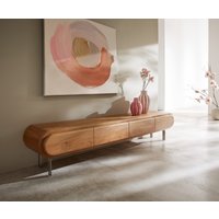 Lowboard Sohara 175 cm Akazie Natur 4 Türen L-Fuß silber