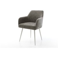 Esszimmerstuhl Greg-Flex Bouclé Soft Schlamm 4-Fuß konisch Edelstahl Taschenfederkern