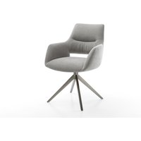 Drehstuhl Yago-Flex mit Armlehnen Strukturstoff Soft Grau Kreuzgestell breit Graphit 360 drehbar Wippfunktion Taschenfederkern – Bild 2
