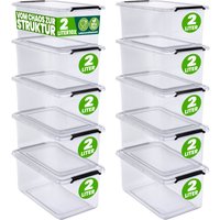 Deuba Aufbewahrungsbox 10er-Set 20x15x12cm 2L transparent stapelbar BPA-frei