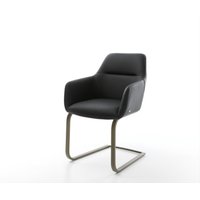Freischwinger Pejo-Flex Echt-Leder Schwarz Freischwinger flach Effektfinish Titan Taschenfederkern