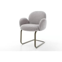 Freischwinger Nube-Flex mit Armlehnen Cord Silbergrau Freischwinger flach Effektfinish Titan Taschenfederkern