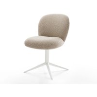 Drehstuhl Nube-Flex Bouclé Schlamm Fußkreuz Weiß 360 drehbar Wippfunktion Taschenfederkern