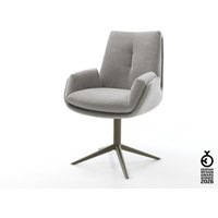 Drehstuhl Clea-Flex Strukturstoff Soft Grau Fußkreuz Effektfinish Titan 360 drehbar Wippfunktion – Bild 2