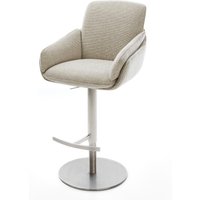 Barstuhl Luan-Flex Webstoff Soft Beige Drehfuß höhenverstellbar Edelstahl Silberfarben