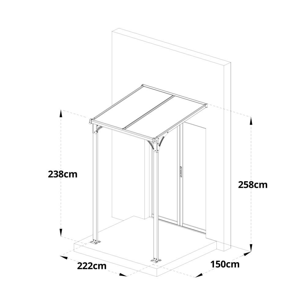 Vordach Haustür CUBIS M - 222 x 150 cm Anthrazit – Bild 4