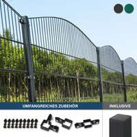 Doppelstabmattenzaun Schmuckzaun Berg inkl. Eckpfosten Anthrazit/Grün MORATA - 160 cm x 10m ohne Eckpfosten