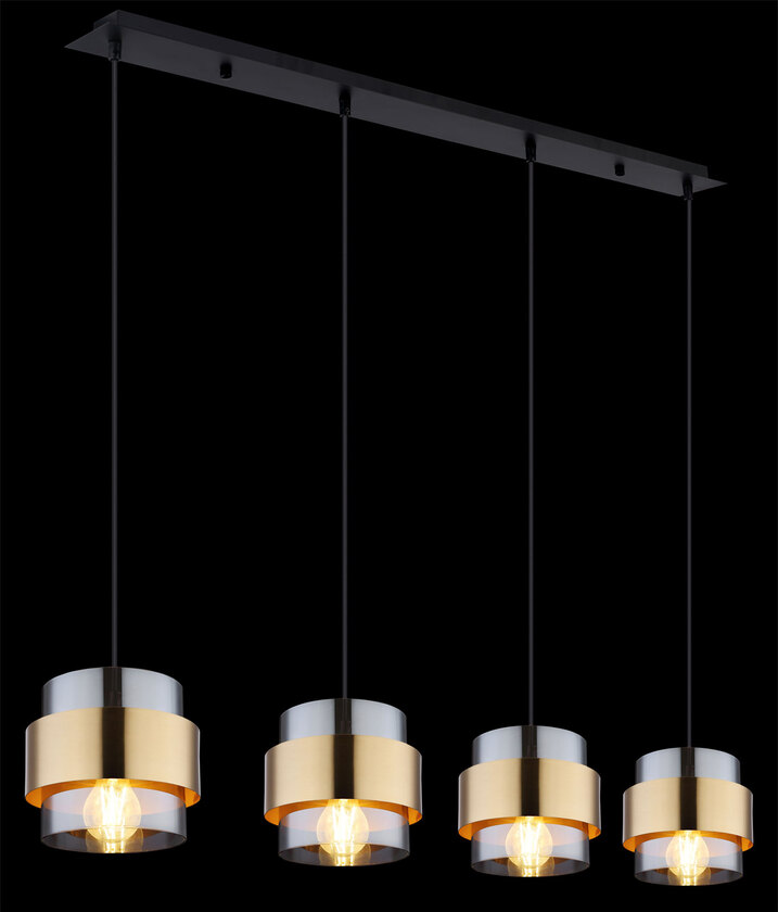 MILLEY Pendellampe goldfarben, schwarz 1, B/H/T: 111 x 120 x 18 cm, Glas, Metall – Bild 5
