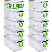 Deuba Aufbewahrungsbox 10er-Set 30x20x12cm 5L transparent stapelbar BPA-frei