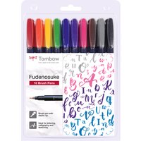 Tombow Kalligraphie-Stift Fudenosuke, Härtegrad 1, 10er-Set