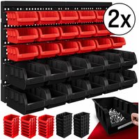 monzana Werkzeugwand 2er-Set Schwarz/Rot mit je 30 Stapelboxen