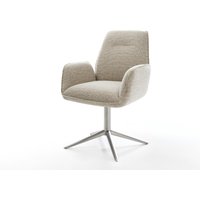 Drehstuhl Zoa-Flex Webstoff Soft Beige Fußkreuz Edelstahl 360 drehbar Wippfunktion Taschenfederkern