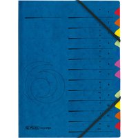 herlitz Ordnungsmappe, DIN A4, Karton, 12 Fächer, blau